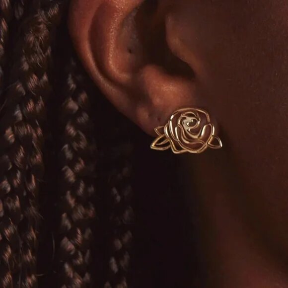 EACH JEWELS “Shoshana” Silver & Brass Rose Stud Earrings (NEW & BEAUTIFUL!) - Picture 4 of 5